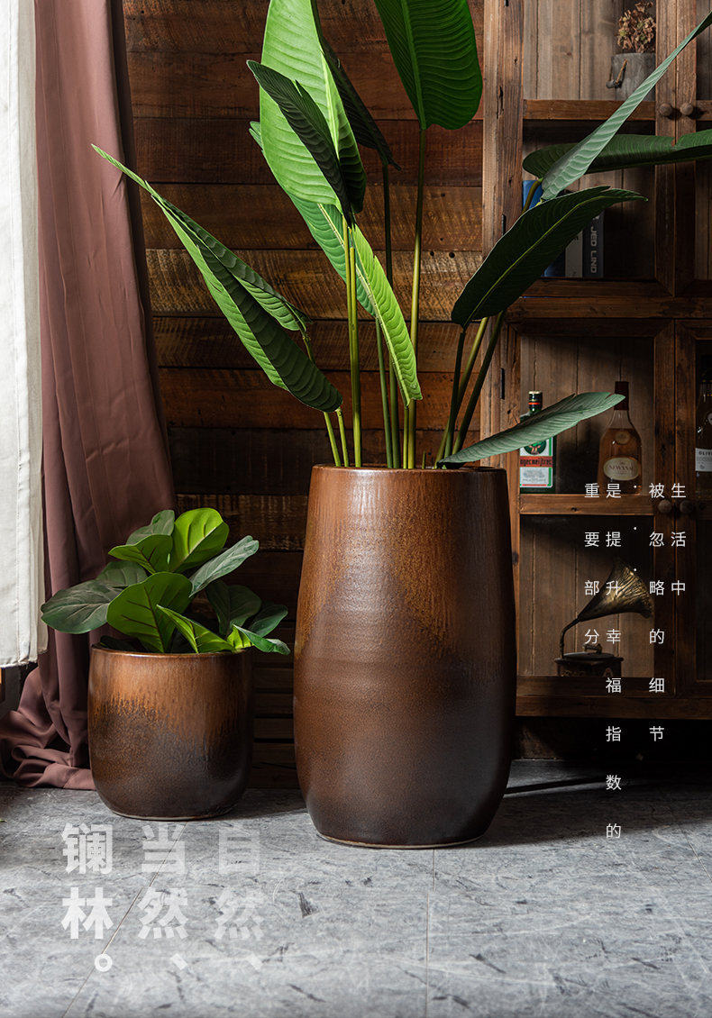 Retro ceramic flower pot home sitting room extra large hydroponic money plant wide expressions using Scandinavian simplicity vase combination package mail