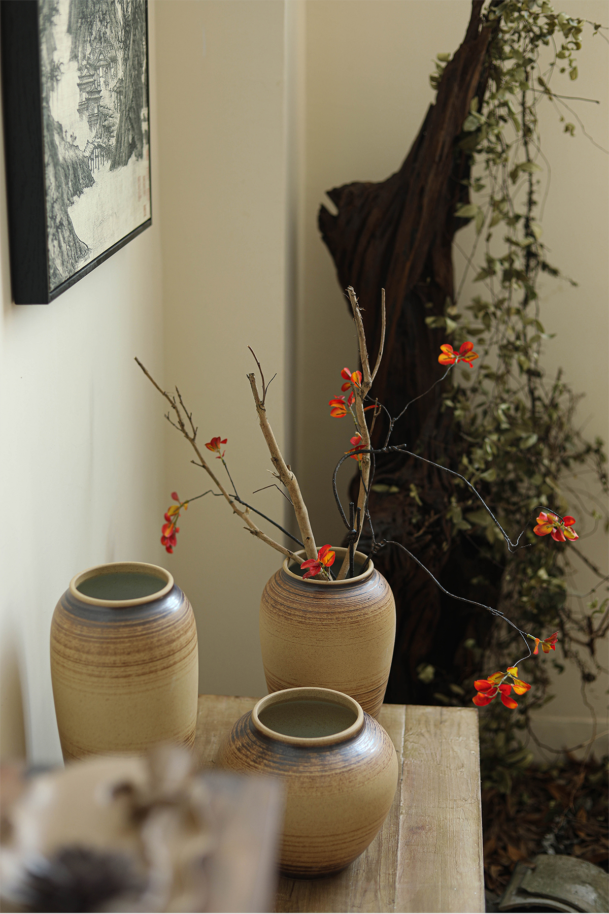 Vintage checking ceramic flower arranging bottles decoration to the hotel home stay home furnishing articles zen wabi-sabi wind Japanese POTS