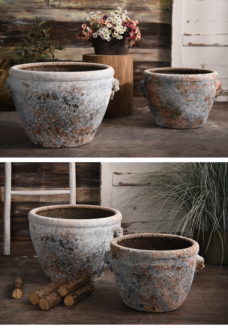 Ceramic antique VAT coarse pottery checking out the head of the big flowerpot tank floor furnishing articles courtyard garden bucket basin to plant trees