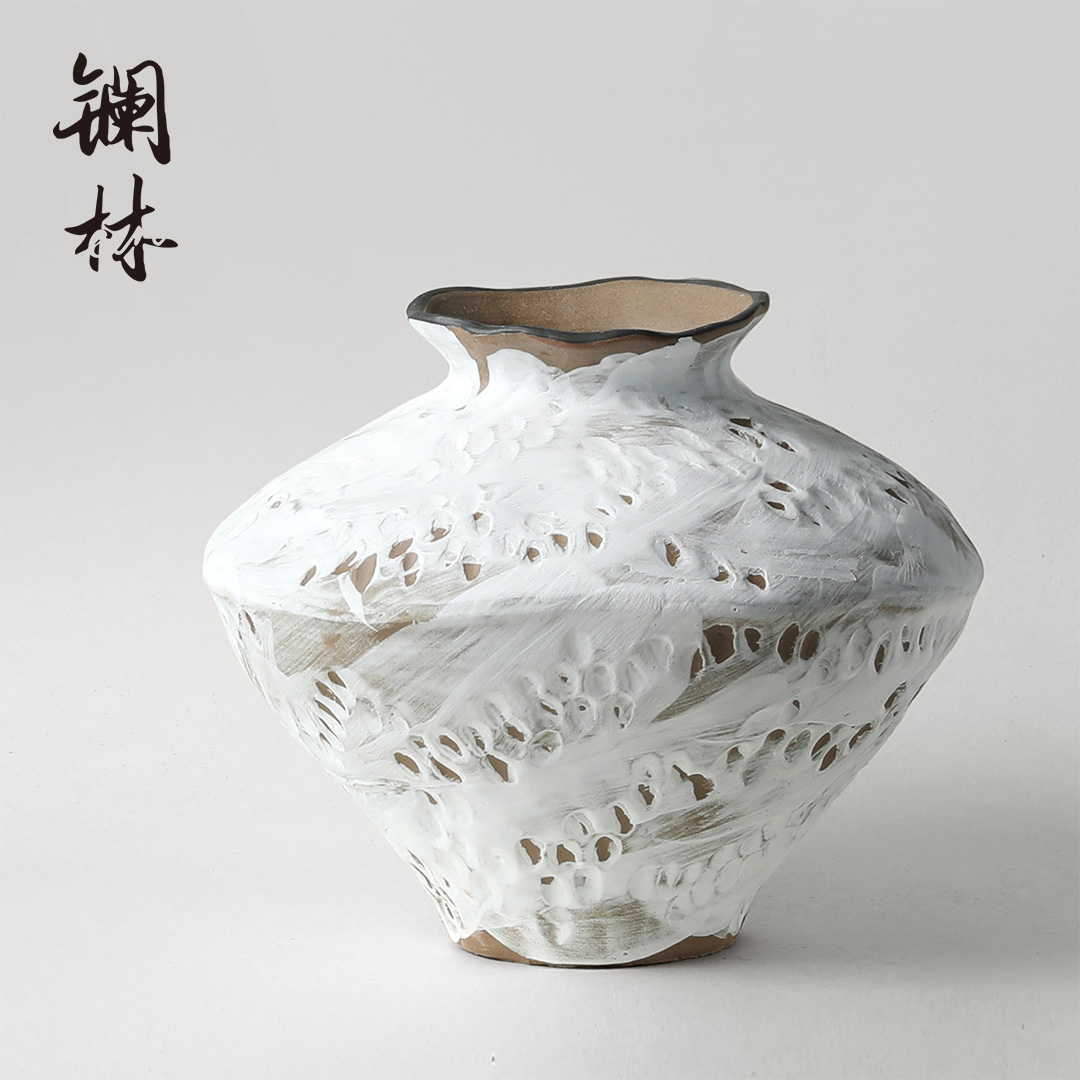 Japanese flower arrangement contracted flower implement retro floret bottle of dried flowers sitting room adornment household pottery ceramic vases, furnishing articles
