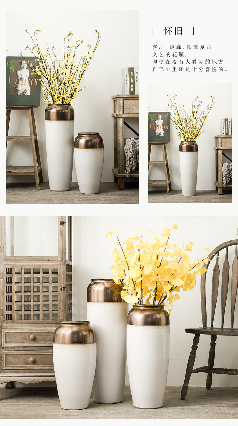 Jingdezhen ceramic vase landing, the sitting room porch decorate place large Nordic hotel villa dry flower decoration