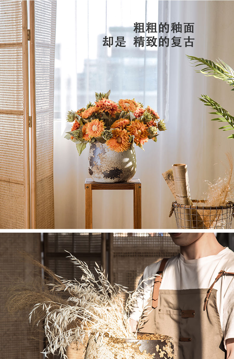 Jingdezhen ceramic flower pot large sitting room bedroom ground green the plants dried flowers adornment restoring ancient ways furnishing articles of large diameter vase
