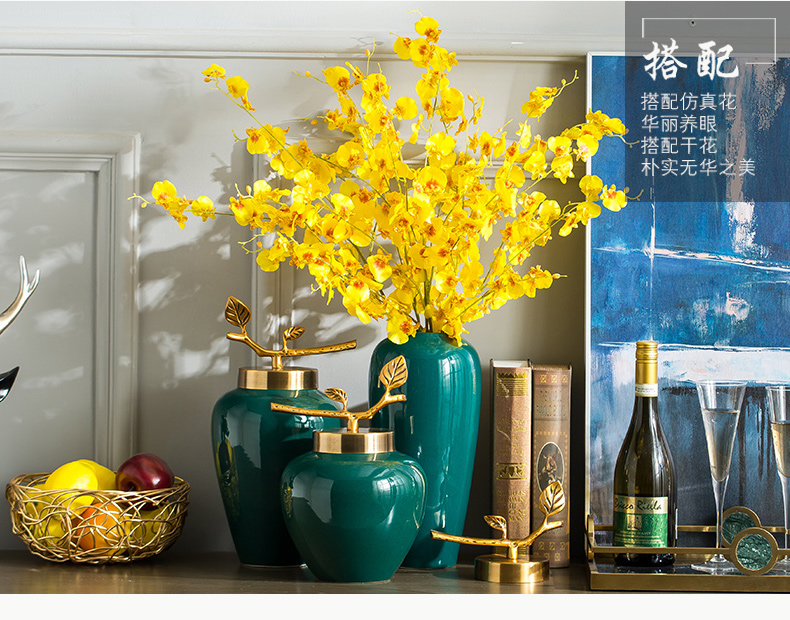 New Chinese style mesa European table vase dried flower simulation flowers adorn article modern TV cabinet ceramic furnishing articles sitting room