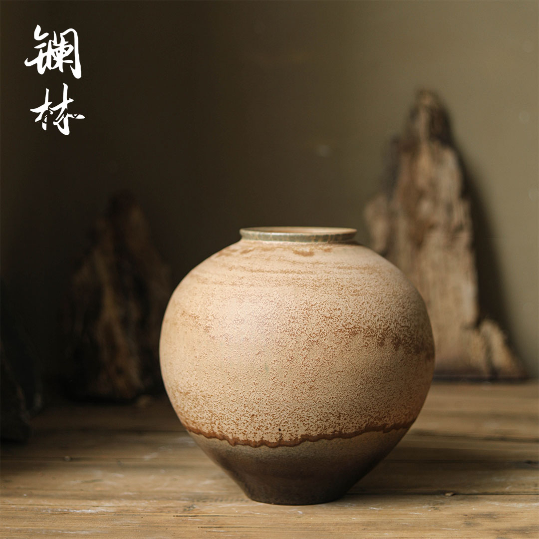 Lanthanum Lin zen coarse pottery checking art ceramic vases, interior decoration, decoration retro pottery flower arranging place of home stay facility