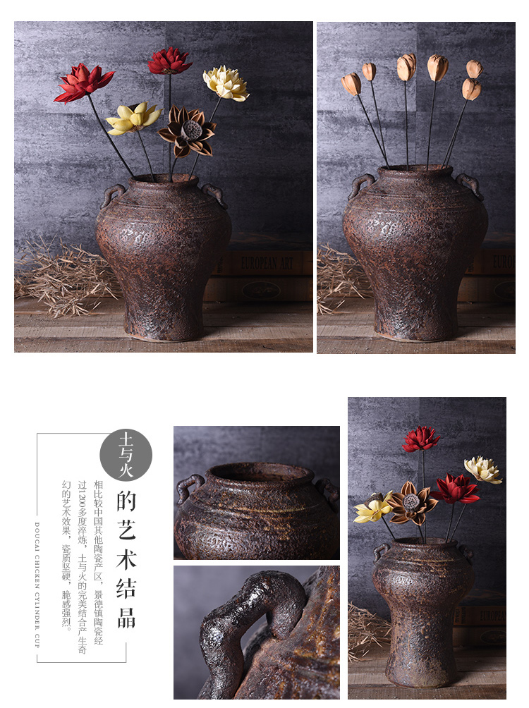 Jingdezhen manual coarse do old archaize unearthed some ceramic jar jar may flower flower vases, flower pot home stay facility to restore ancient ways