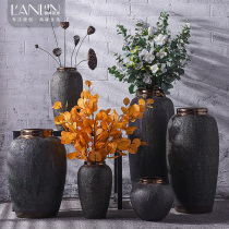 Retro floor-to-ceiling vase large-sized dry flower pottery pot living room B & B decoration ornaments Jingdezhen ceramics