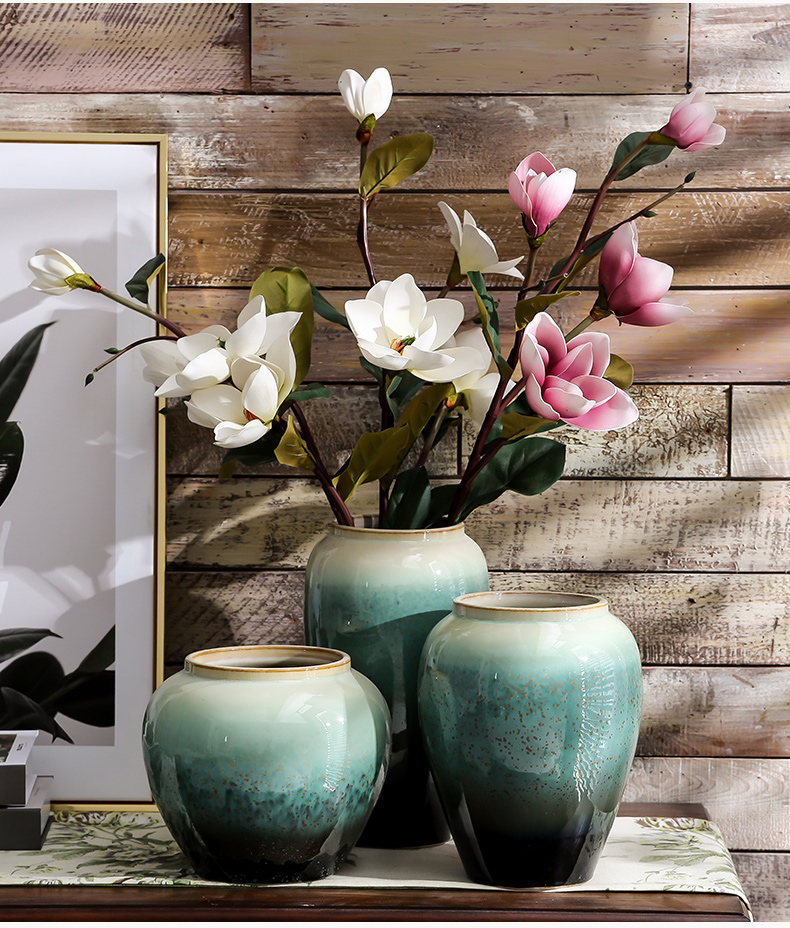 Modern Chinese American Mediterranean style ceramic vase household simulation flower suit desktop furnishing articles sitting room adornment