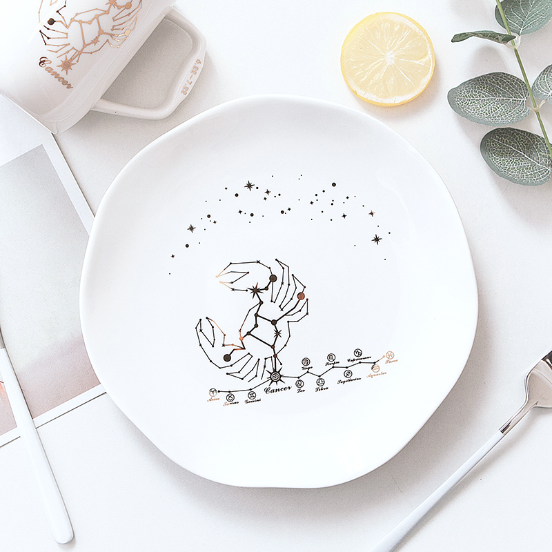 The zodiac steak plate plate household ceramics tableware Nordic plates breakfast tray was shing new western food dishes