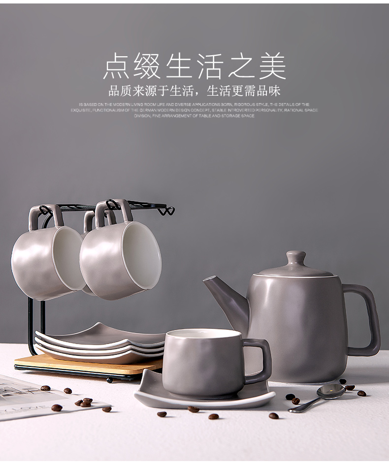 Matte enrolled ceramic cup tea cup home tea tea set ceramic teapot with a cup of water glass of a complete set of tea set