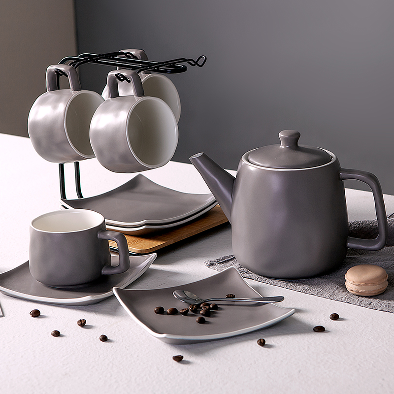 Matte enrolled ceramic cup tea cup home tea tea set ceramic teapot with a cup of water glass of a complete set of tea set