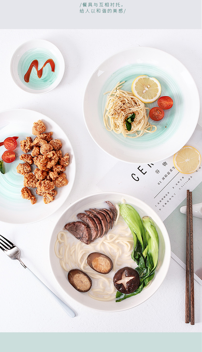 Nordic ins wind tableware ceramics eat rice bowls bowl bowl mercifully rainbow such as bowl dish fruit salad bowl
