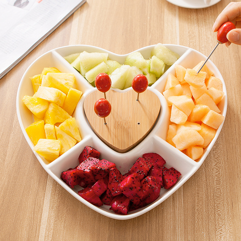 Creative ceramic fruit bowl household contracted compote Japanese snack dish, salad platter snack dried fruit bowl in the living room