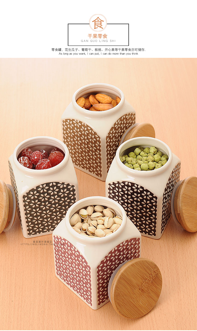 Creative ceramic seal tank storage jar caddy fixings flavor pot seasoning bottle of grain sealing of snacks