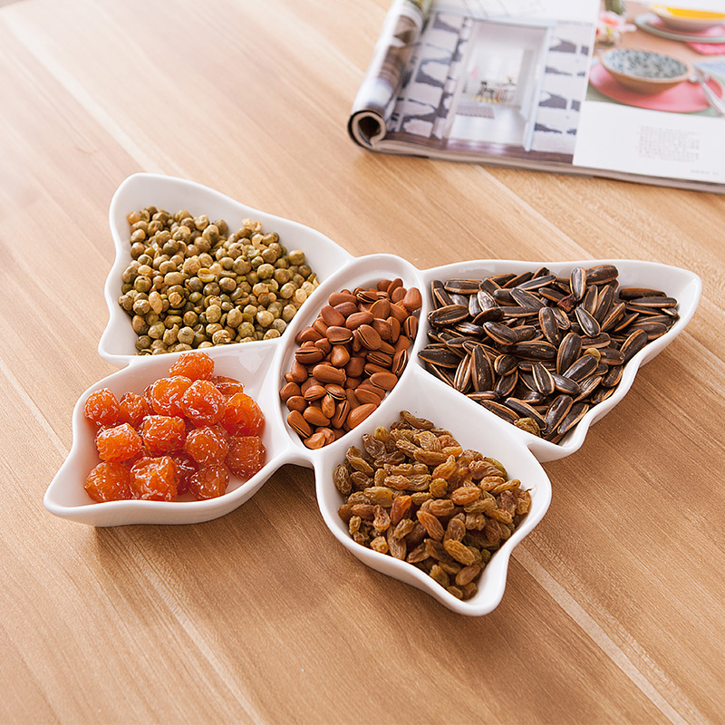 Compote household contracted ceramic fruit bowl Japanese divisions melon seeds disc dry fruit tray snack plate of snacks all the plate