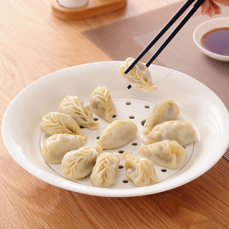 Creative dishes dumplings plate waterlogging under caused by excessive rainfall double disc household ceramics dumplings plate microwave steam dribbling vinegar dish