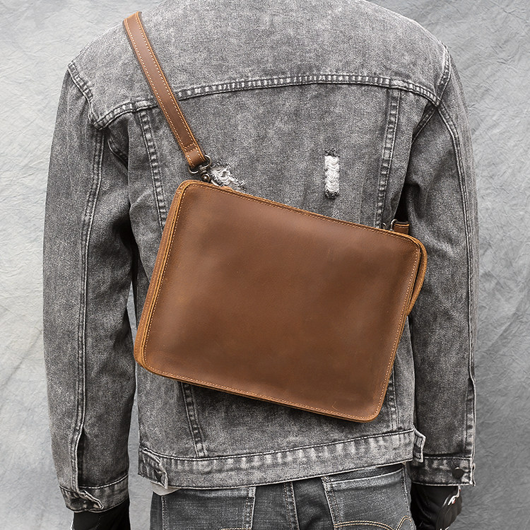 Men's dermis Handbags Mad Mapi Bull Leather Handmade Retro single shoulder Inclined Satchel Briefcase A4 File Bag Girl