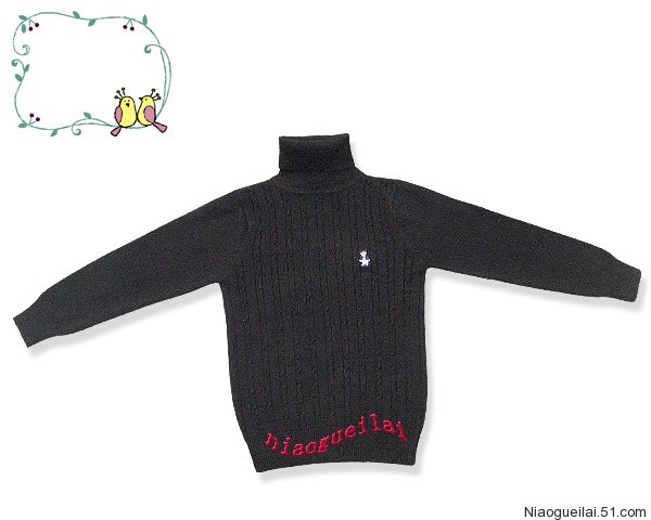 Children's all-cotton knit cardiovert jacket head high collar Two-turned-collar CUHK Scout undershirt sweater sweater 5-14 years old