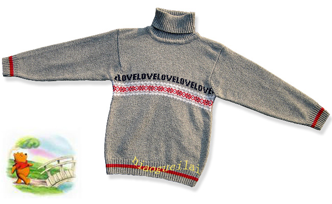 Boy children All-goat sweatshirt CUHK Jacquard Two-collar Turned Pure Woolen Sweater Hooded Sweatshirt Girl Sweatshirt Girl Sweaters