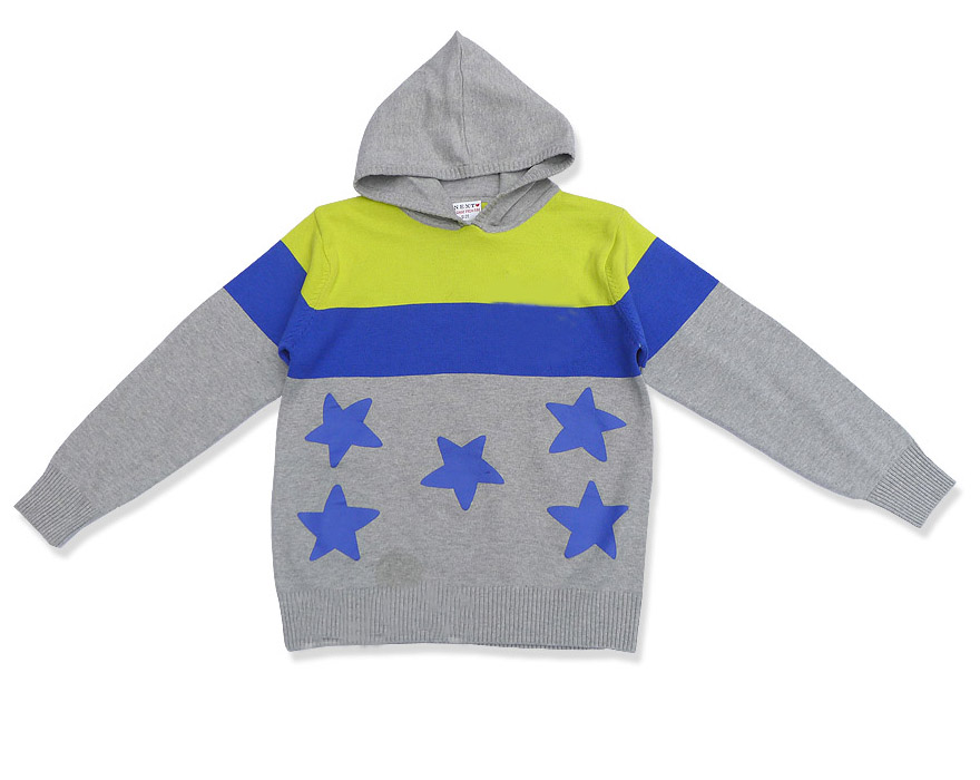 New children's cotton knitted sweater spring and autumn sweater middle-aged children's hooded cotton jacket casual shirt 207