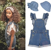 Division Horse Warm Cousin Louis Louise 22SS Fa Girl 100 Hitch Lace Fly Sleeve Denim Shorts Shorts