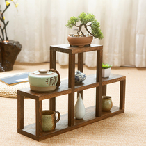 Solid Wood Chinese style ancient shelf collection rack partition display rack ornaments shelf storage rack stair Tea Teapot rack