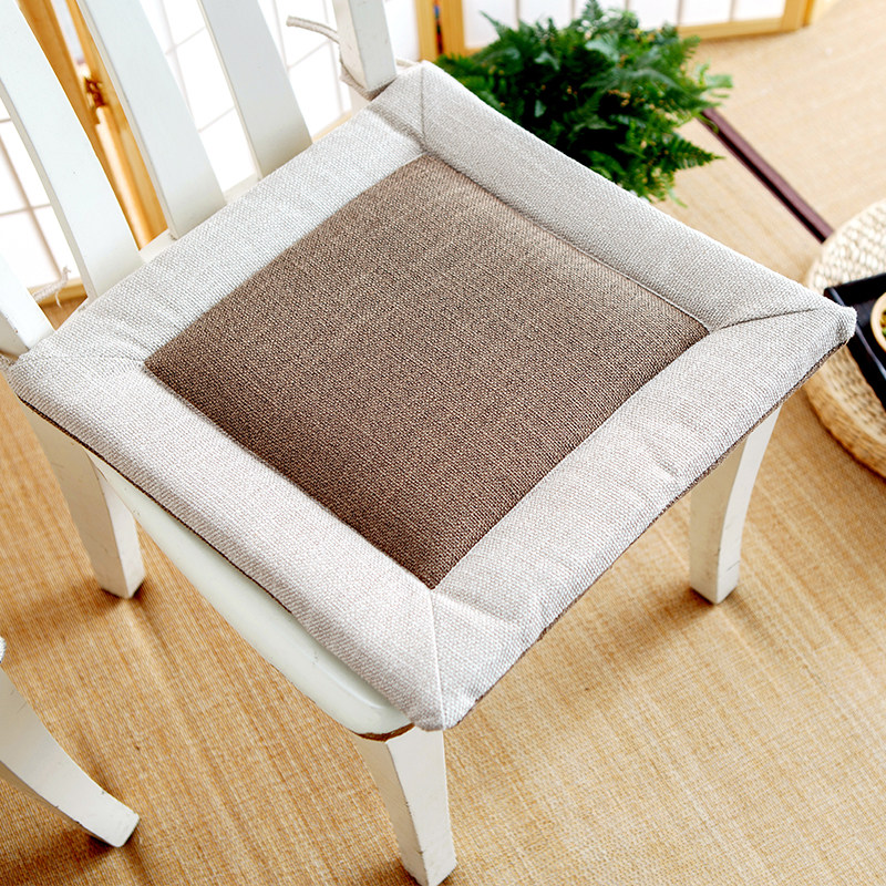 Japanese Linen Cushion Home Living Room Cushion Dining Chair Cushion Square Tatami Floating Window Cushion Zen Thickening Breathable