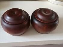 74 Antique antique porcelain collection Wood carving Mahogany boxwood stationery text play go pot with lid Original pair