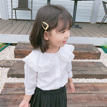 Female baby shirt spring and autumn 2021 New Korean version of foreign style white children long sleeve shirt girl doll collar top