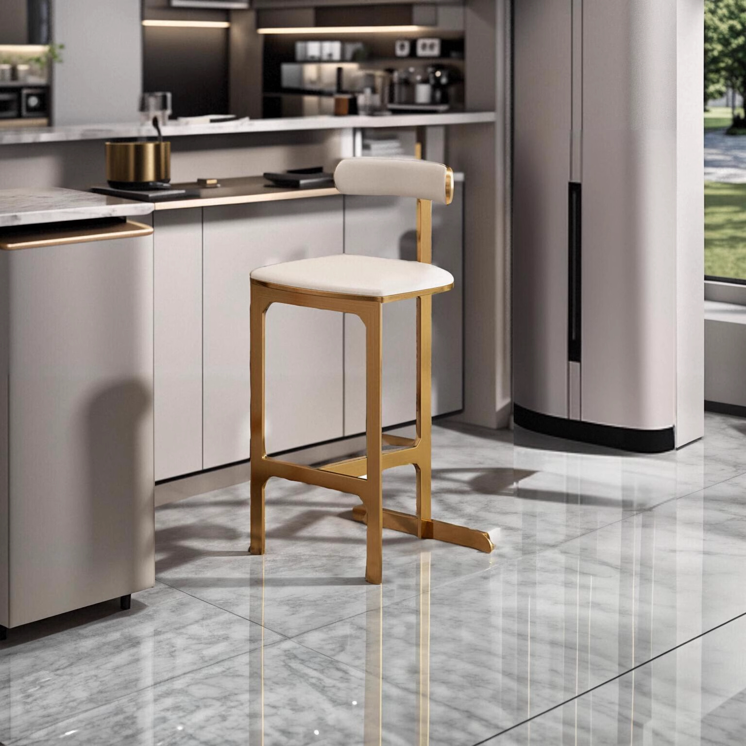 Bar Bench Light Luxury Superior Sensuo Island Bench Stainless Steel Bar Bench Front Desk Backrest Modern Brief About High Footstool Home-Taobao