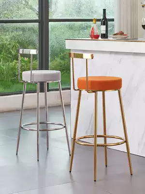 Bar chair creative high chair stainless steel European bar chair front desk personality backrest modern simple high foot stool