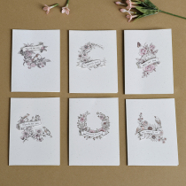 Iuo hand painted greeting card sketch MINI blessing card universal card MINI-1824
