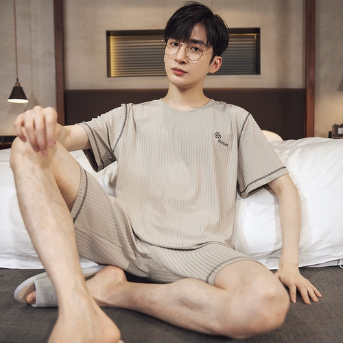 Летняя пижама, шелковый тонкий летний комплект, короткий рукав