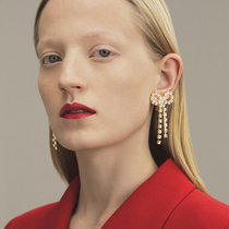 Big Card ~ Personality Exaggerated European And European Temperament Long Style Large Butterfly Knot Earrings Insert Drilling Ear Clip Joyco Nets Red Concots