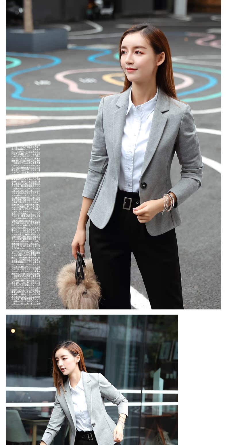 Áo khoác nữ retro đơn giản, giản dị xuân 2019 cotton mới Slim Slim đẹp trai sang trọng bộ vest nữ hàn quốc