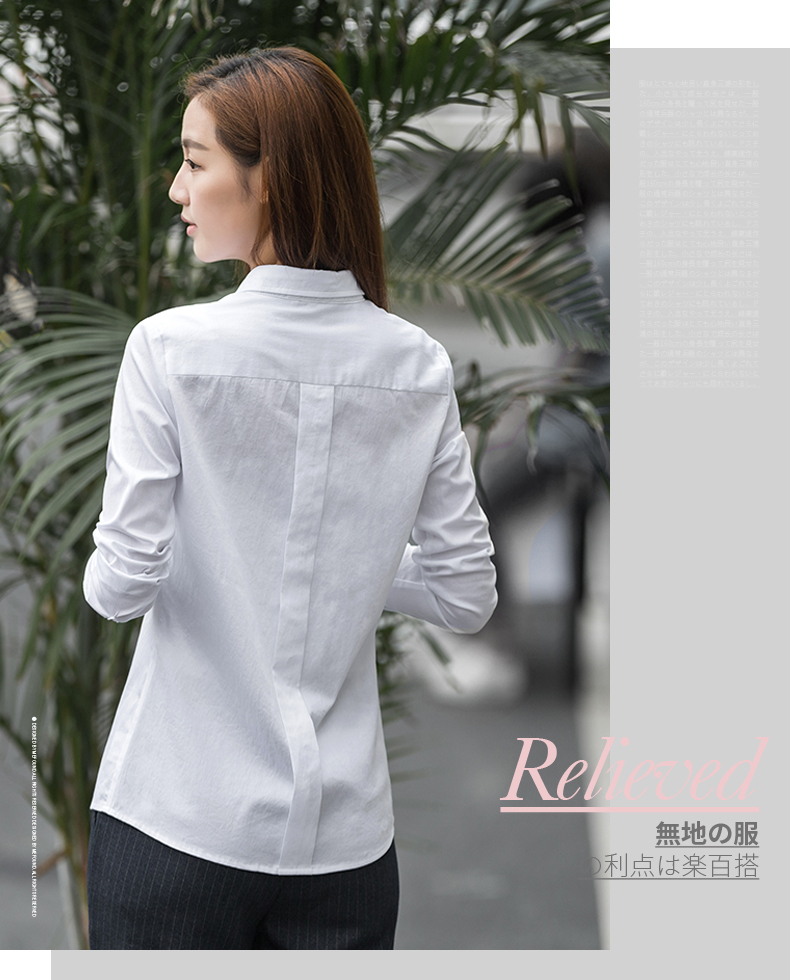 Áo sơ mi trắng tinh khiết nữ cotton cotton 2019 xuân mới dành cho nữ phiên bản Hàn Quốc nơi công sở áo sơ mi ol slim đáy áo sơ mi kiểu đẹp