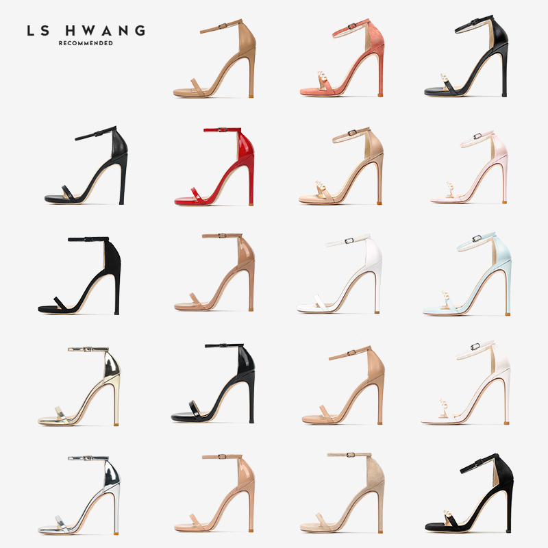 Black Open-Toe Sw Single-Strap High-Heeled Shoes, Stiletto Heel, Genuine Leather, Simple and Versatile, Comfortable Sandals for Women, 2026 New Model