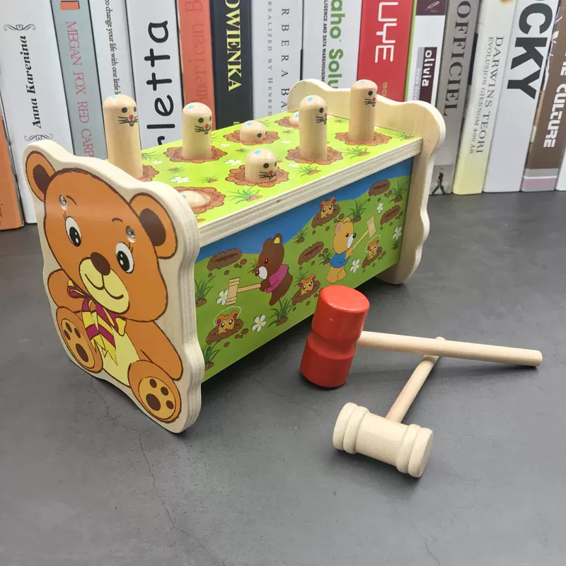 Wooden drums for early age anti-stress \"Gopher\", toy, Birthday gift