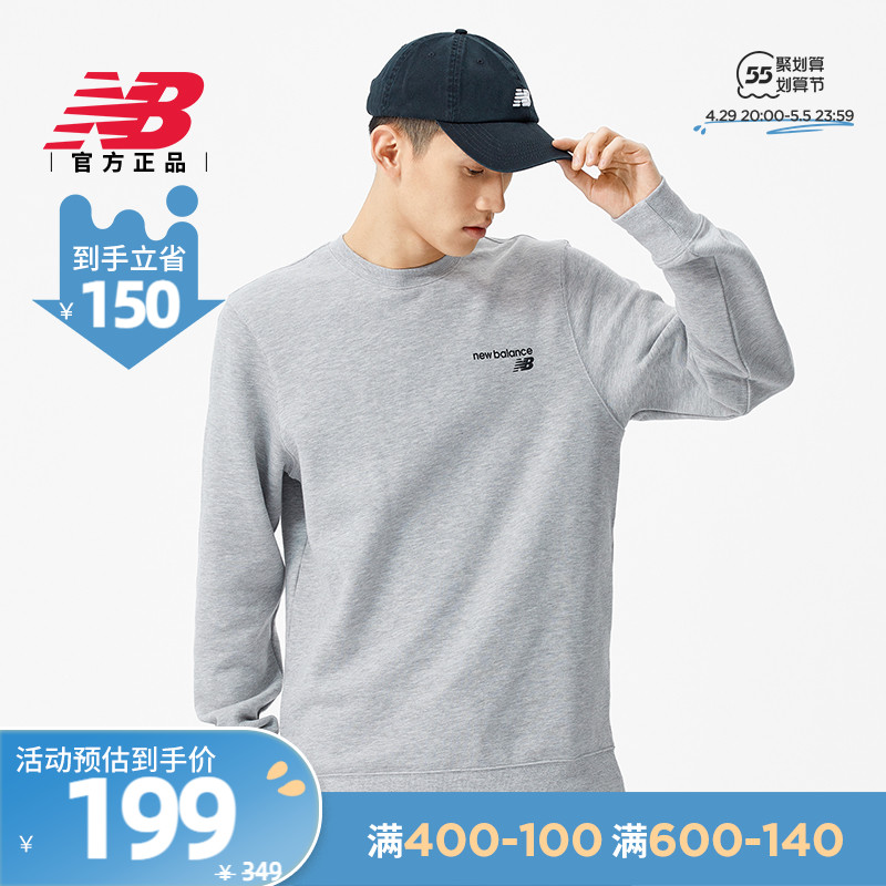 New Balance NB Official spring summer deposit Official round collar 100 lap comfort men's length sleeves thick cotton TMT03911