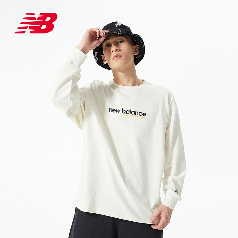New Balance NB Official 22 Spring new men's pure color casual round neck long sleeve T-shirt AMT21370