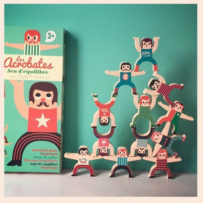 French Vilac balance Hercules Acrobatic Troupe Wooden Laminated Music Baby Wood Table Tours Children Stacks Up Toys-Taobao