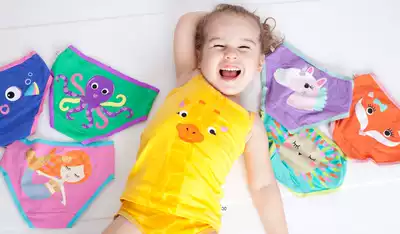 American Zoocchini girls underwear Baby Baby Baby Cotton cartoon breathable triangle shorts 3