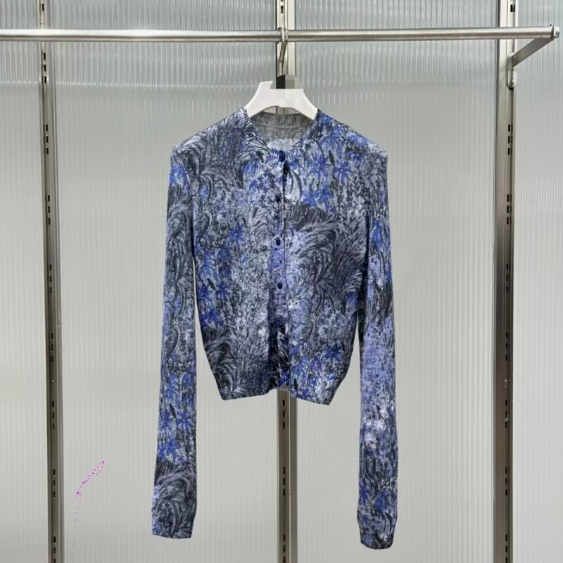 Spring 2026 New Original Vintage Print Slimming Elegant Knitted Cardigan Thin Long-Sleeved Stylish Top