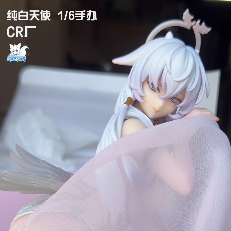 Cr Factory Pure White Angel Figure 1/6 Model Kneeling on Chair Angel Sensual Beauty Luminous Cup Ornament Cute and Hot