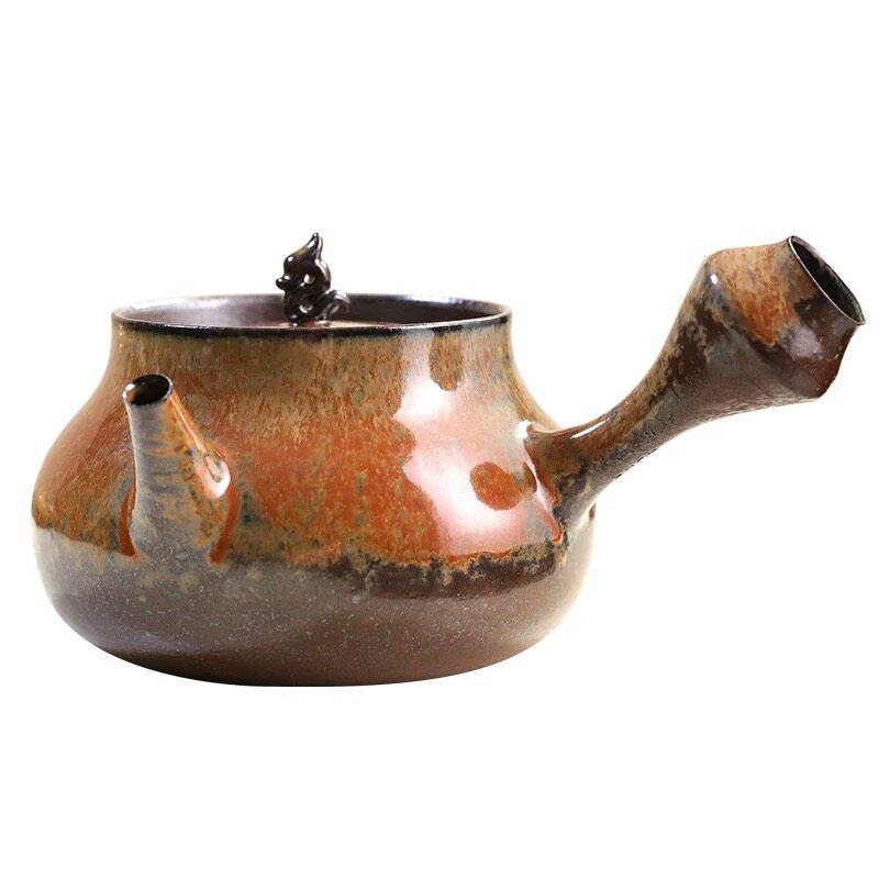 黄龙青龙砂铫壶明德园手工侧把壶龙年烧水煮茶陶壶家用电陶炉套装