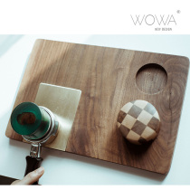 (WOWA original) Coffee pressure powder plate No bottom handle press powder plate kink plate solid wood pressed powder kink plate
