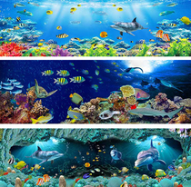 Super long underwater world wallpaper self-adhesive wall sticker wall painting waterproof dolphin swimming pool custom mural background wall