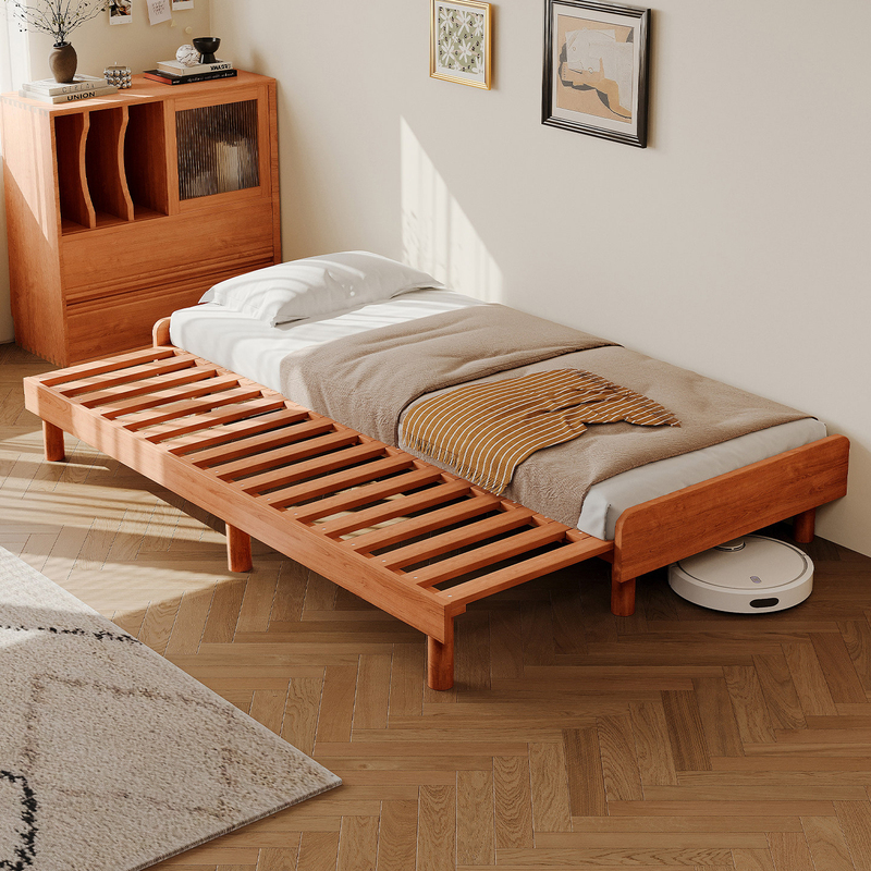 Retractable Bed Frame Solid Wood Push-Pull Folding Bed New Single Bed Convertible into Double Bed Dual-Use Sofa Bed Retractable Bed Frame Solid Wood Push-Pull Folding Bed New Single Bed Convertible into Double Bed Dual-Use Sofa Bed