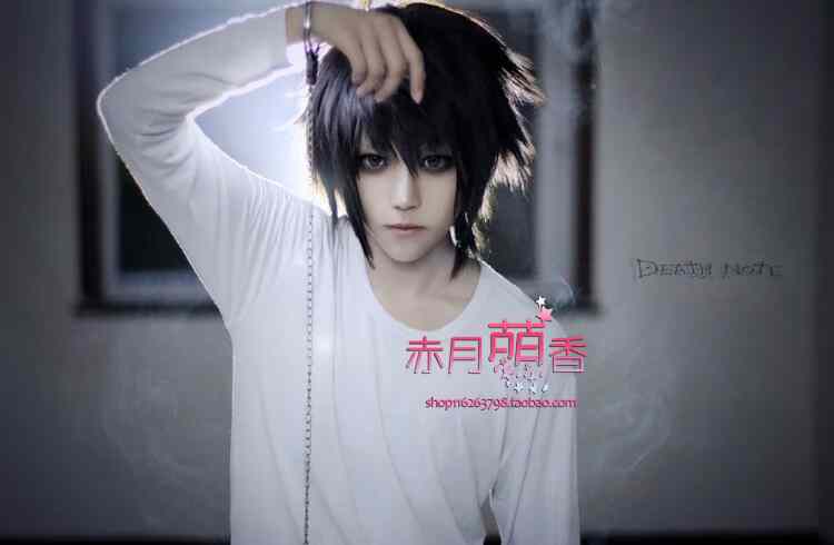 Ưu đãi đặc biệt Mạnh Tường nhà Uchiha Sasuke Death note L Zachs tóc giả cosplay chống cong màu đen mon cosplay