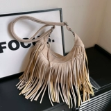 Коричневая матовая дизайнерская сумка, осенняя, стиль бохо