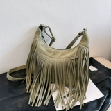 Коричневая матовая дизайнерская сумка, осенняя, стиль бохо